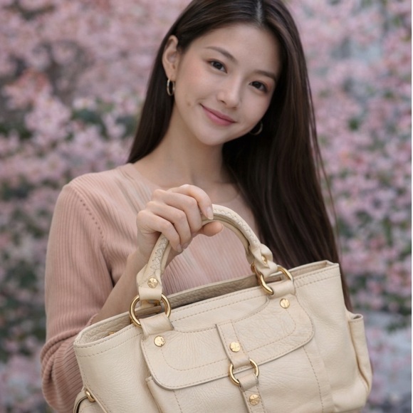 Celine Handbags - Authentic Celine Beige Leather Tote Bag Designer Handbag with virtual COA